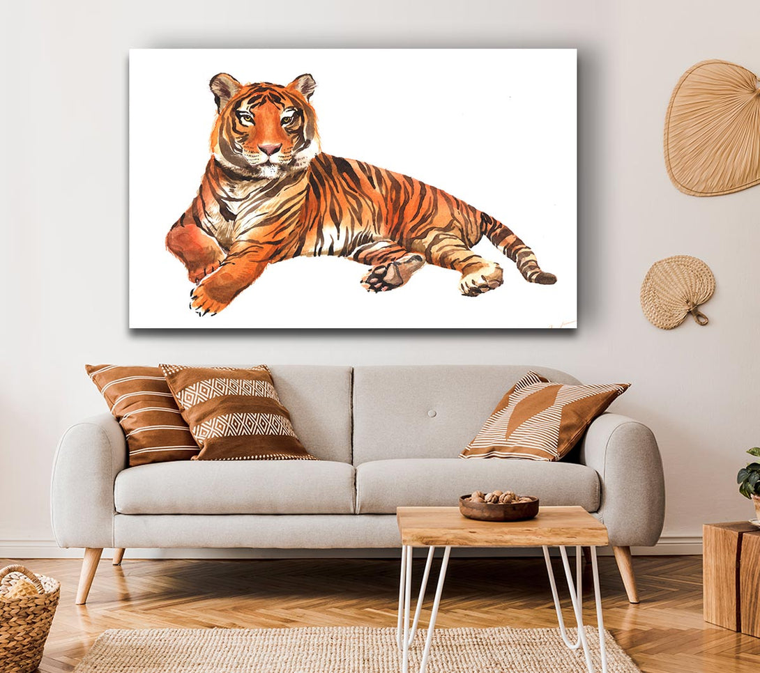 Picture of Tiger Laying Down Canvas Print Wall Art