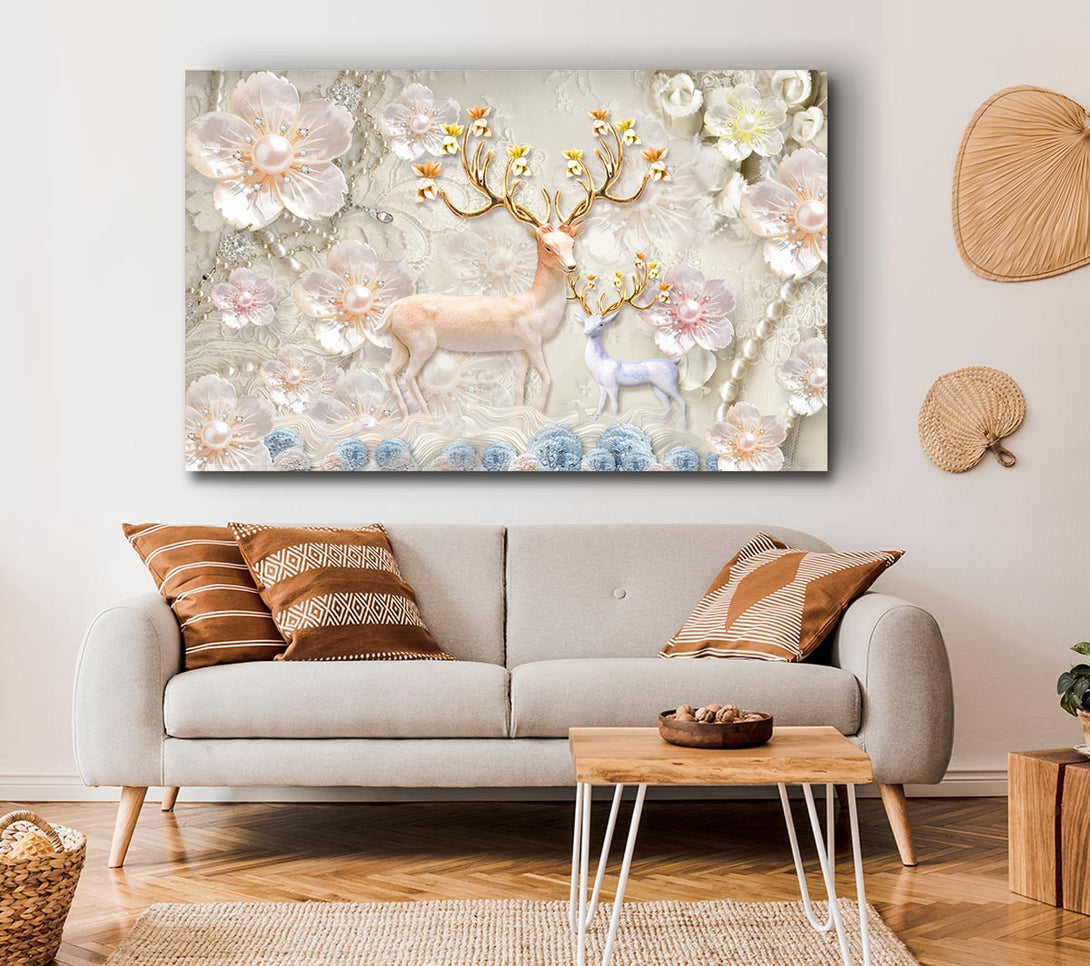 Picture of The Majestic Deer And Doe Canvas Print Wall Art