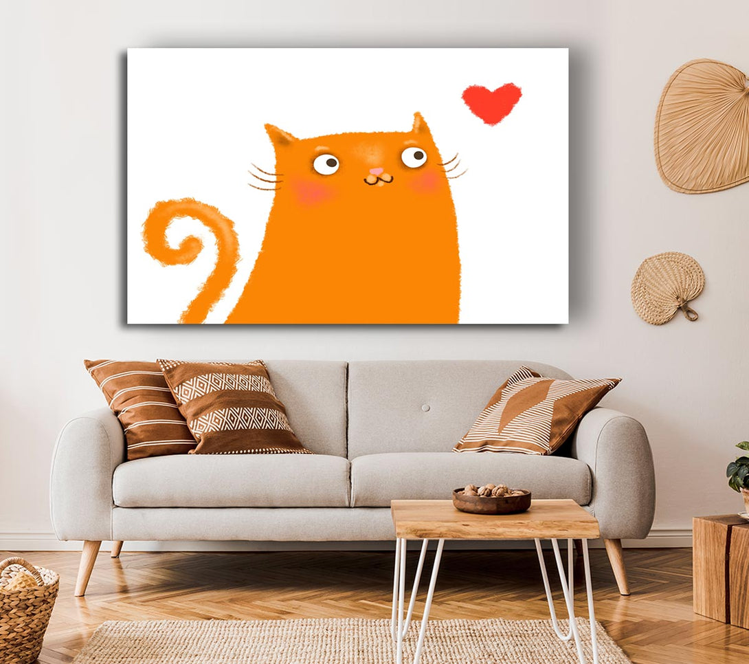 Picture of The Love Heart Orange Cat Canvas Print Wall Art