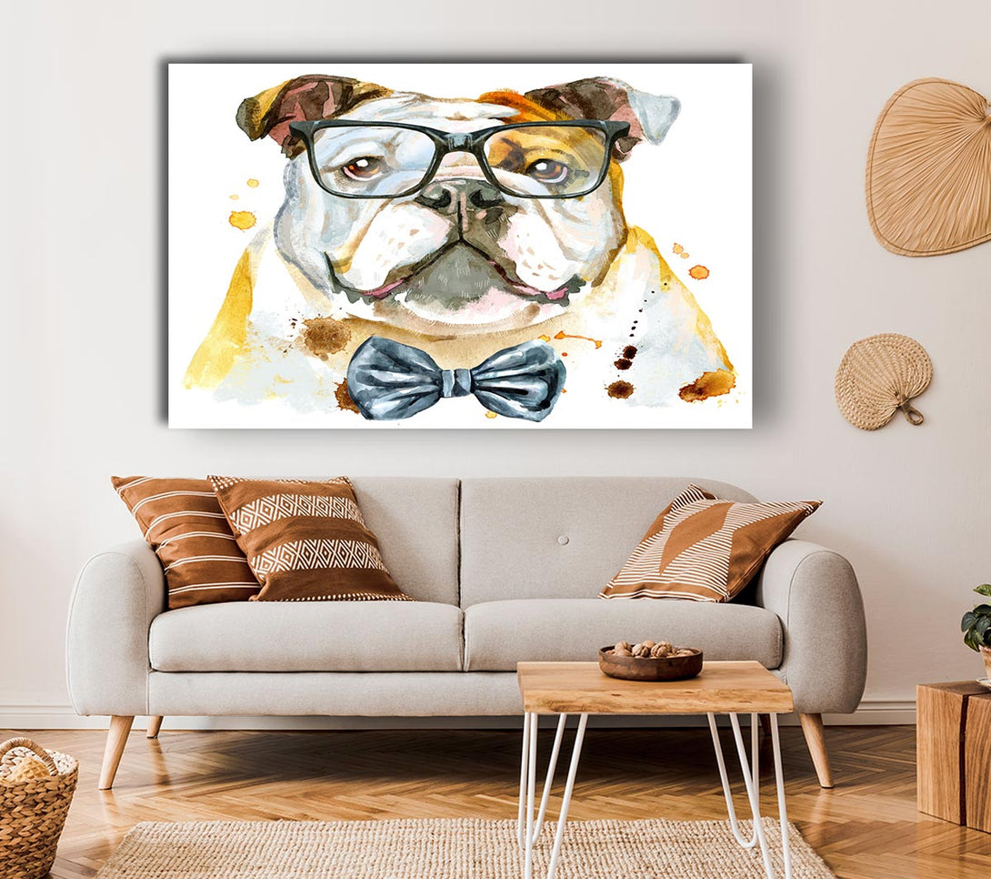 Picture of The Bulldog With Glasses Canvas Print Wall Art