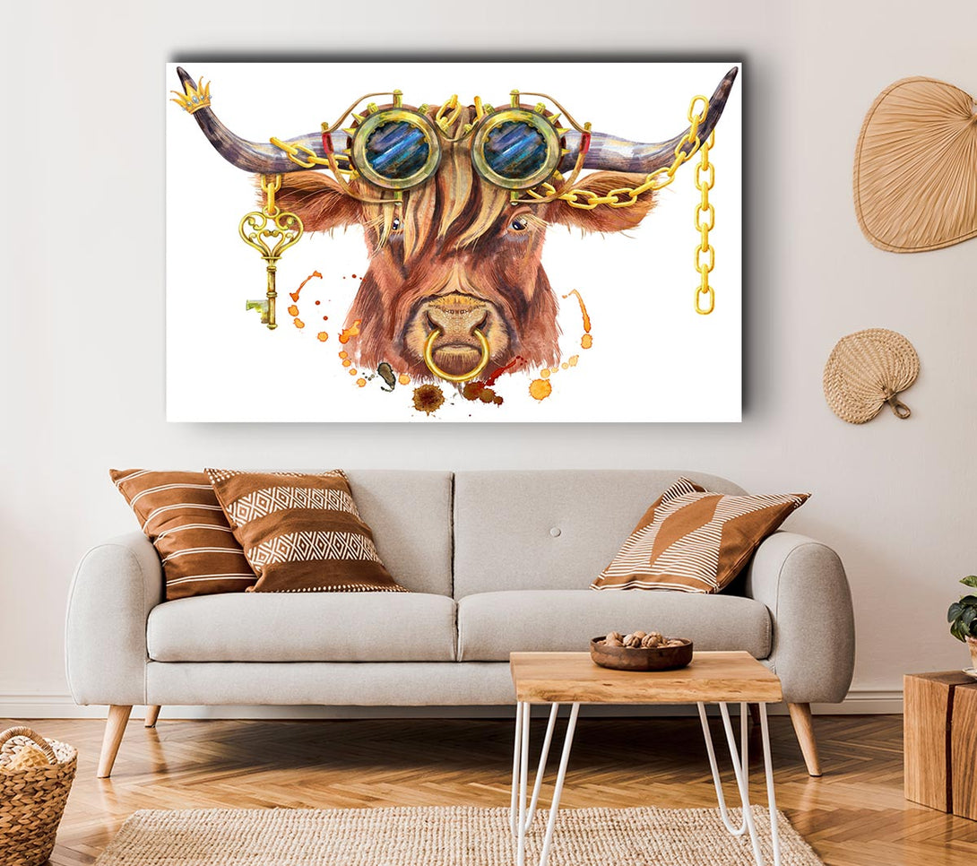 Picture of The Highland Cow Goggles Canvas Print Wall Art