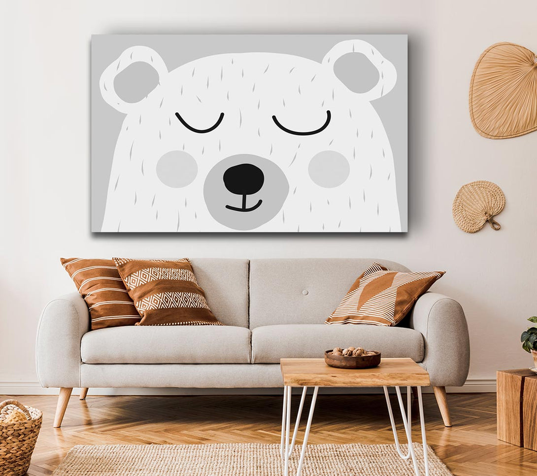 Picture of The Cute Bear Head Grey Canvas Print Wall Art