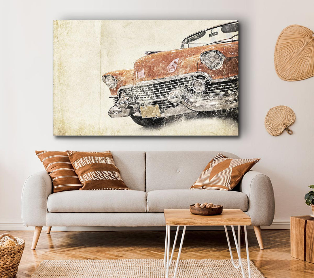 Picture of American Muscle Car Watercolour Canvas Print Wall Art