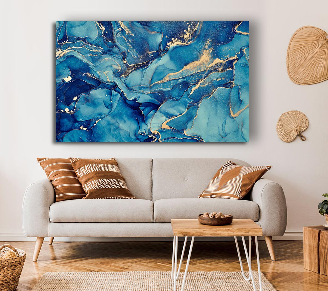 Picture of Deep Dark Blue Glitter Canvas Print Wall Art