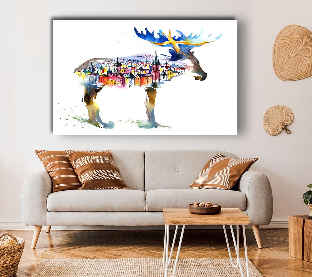 Picture of The Moose Town Canvas Print Wall Art