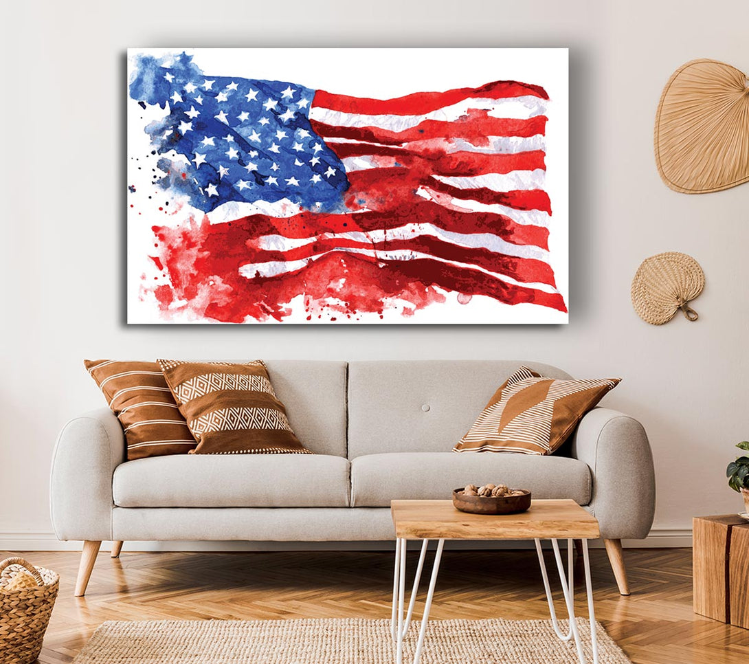 Picture of The Ink Splatter American Flag Canvas Print Wall Art