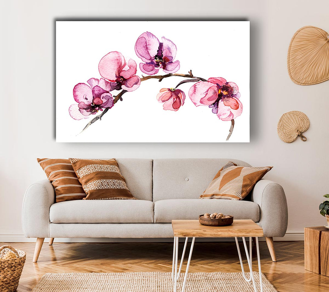 Picture of The Pink Orchid Branch Single Canvas Print Wall Art