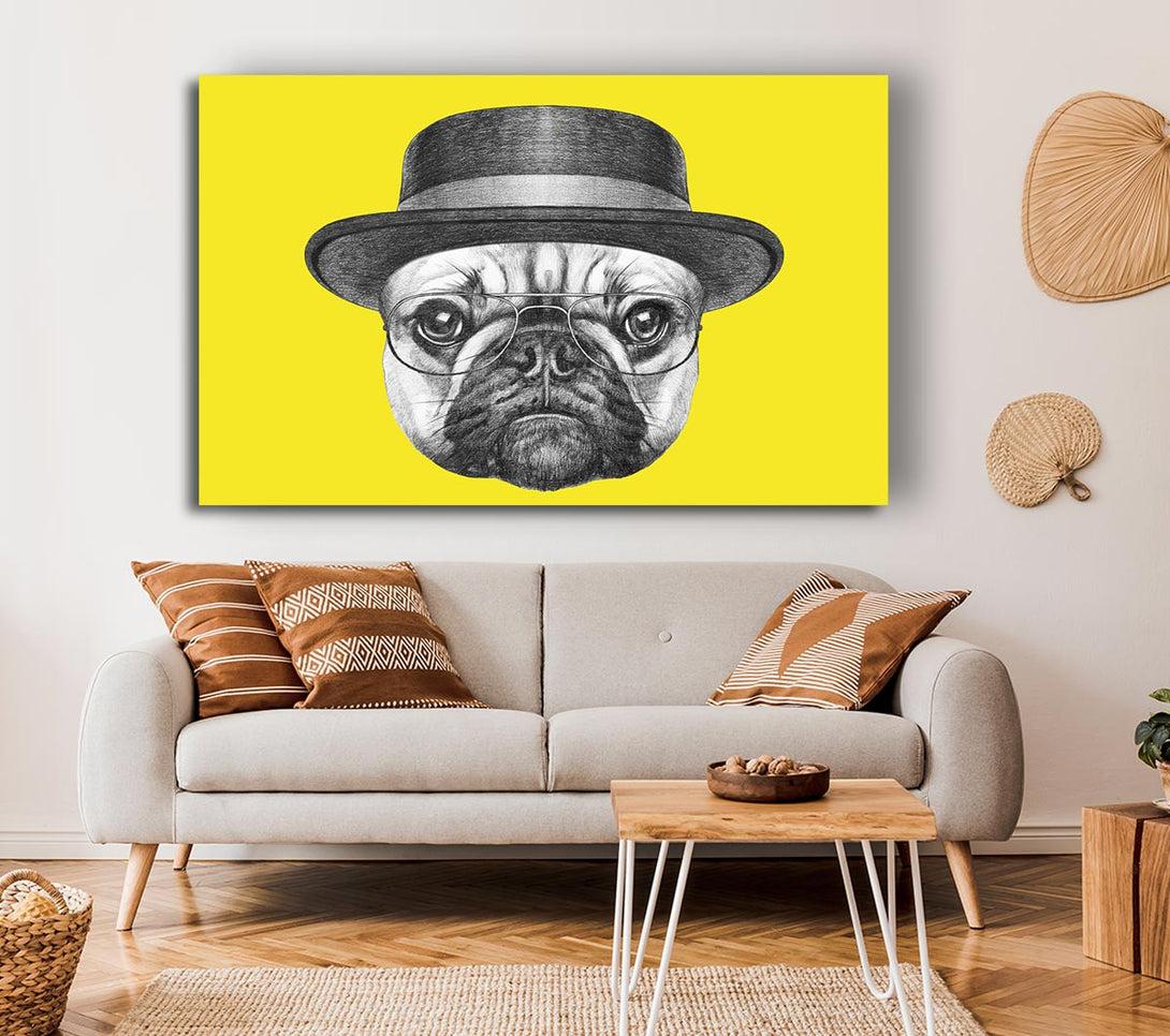 Picture of The Pug With A Hat Canvas Print Wall Art