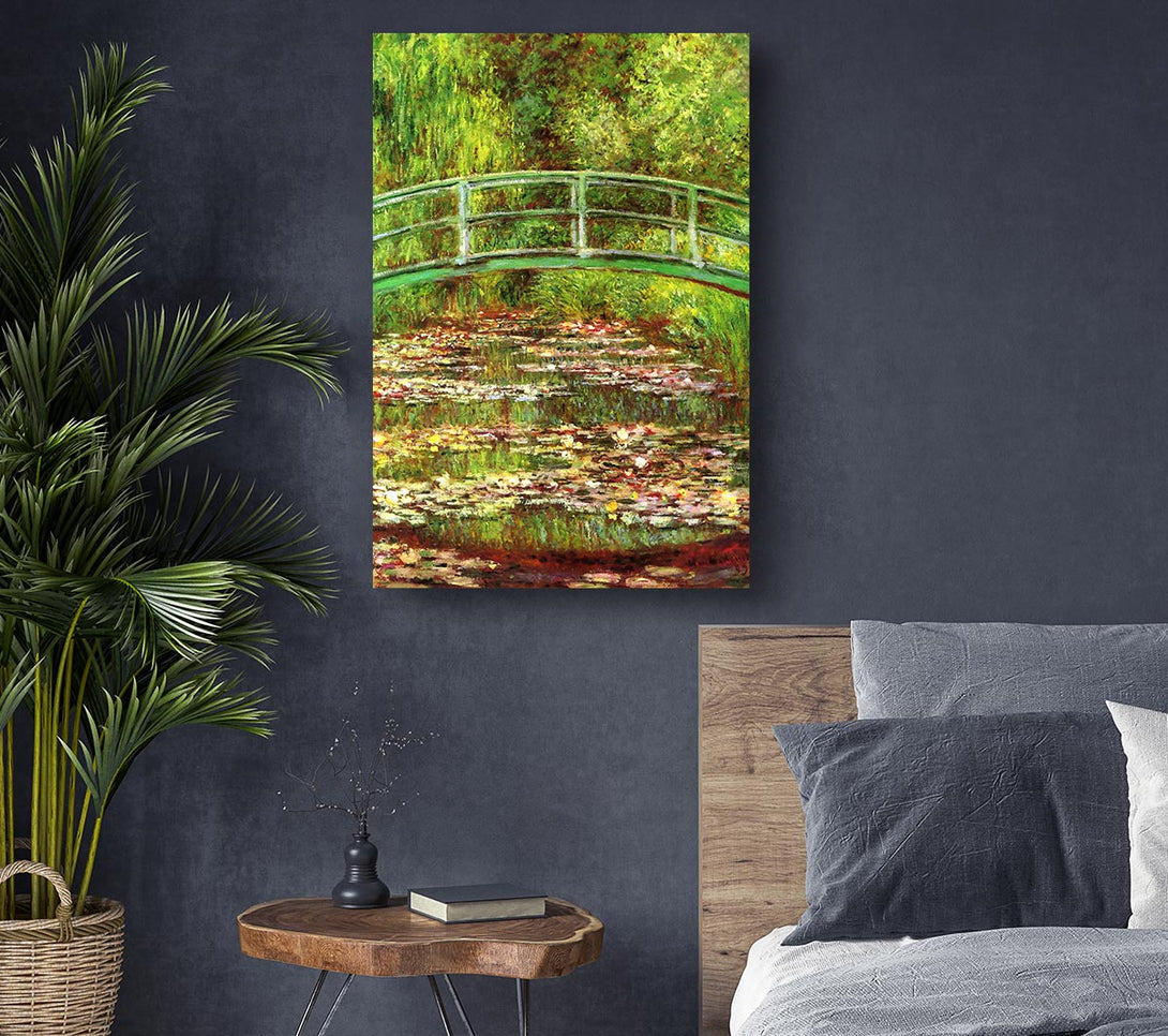 Picture of Monet Bridge Over The Sea Rose Pond Canvas Print Wall Art