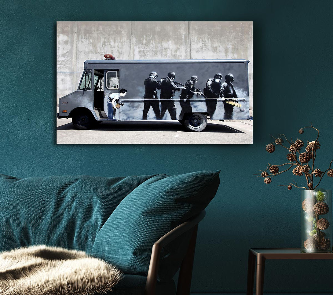 Picture of Banksy Swat Truck Canvas Print Wall Art