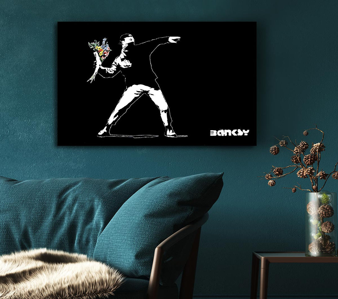 Picture of Flower Thrower Black Canvas Print Wall Art