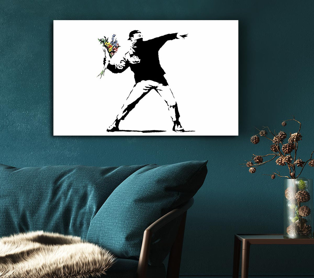 Picture of Flower Thrower White Canvas Print Wall Art