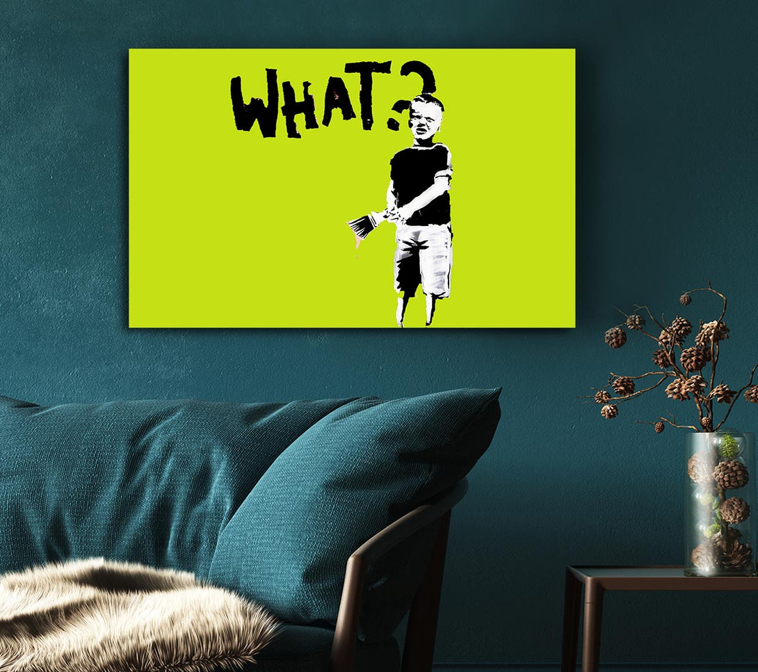 Picture of Graffiti Kid What Lime Canvas Print Wall Art