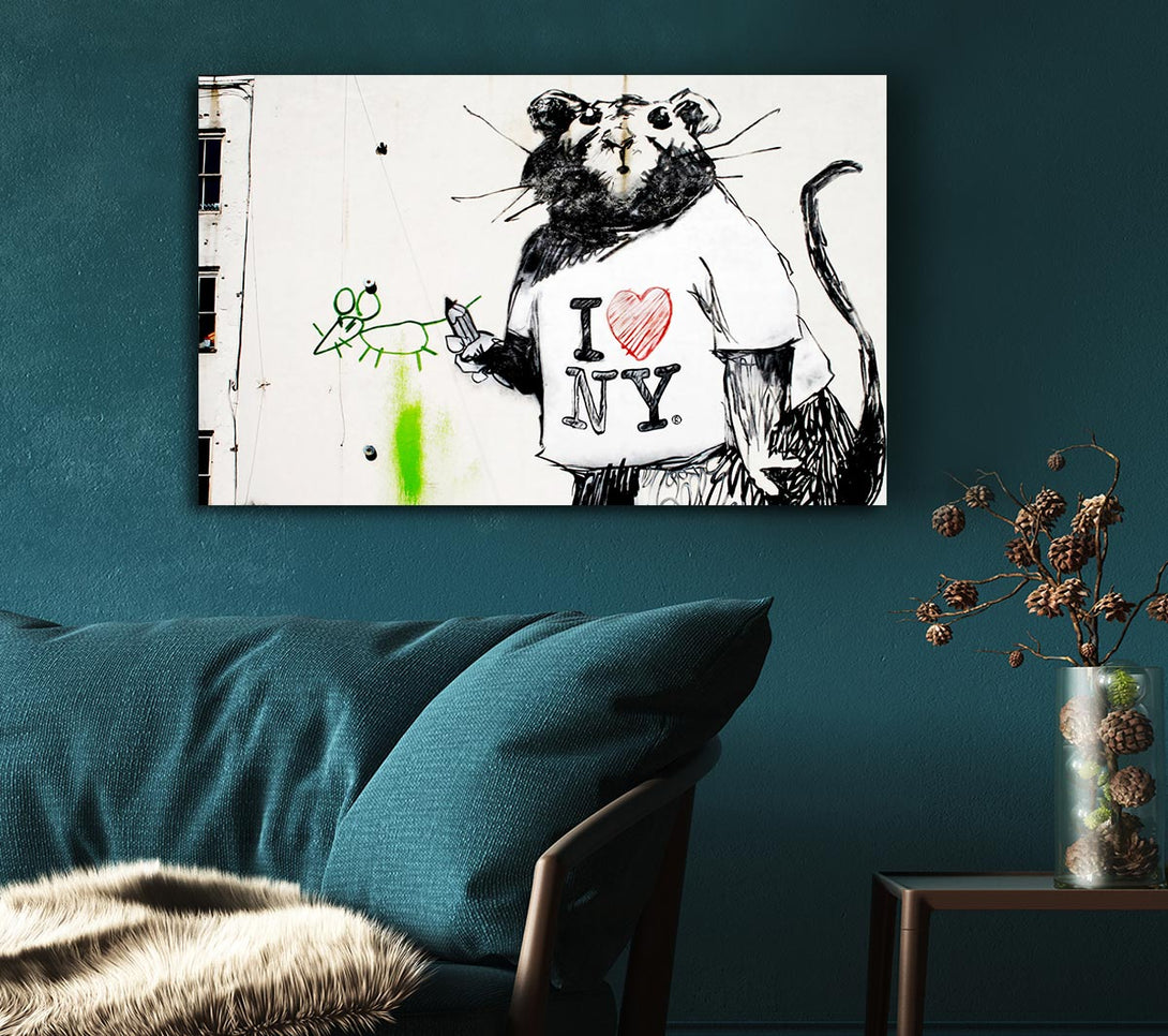 Picture of I Love New York Rat Canvas Print Wall Art