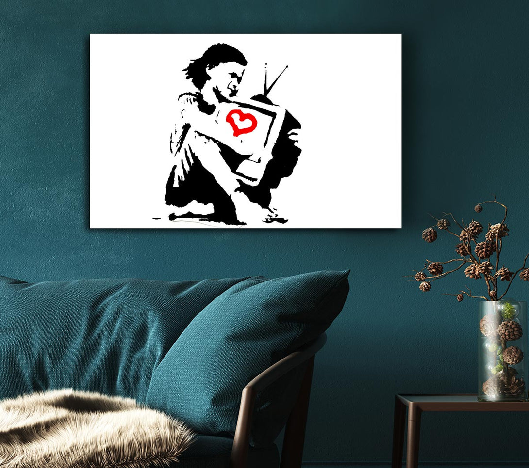 Picture of I Love Tv White Canvas Print Wall Art