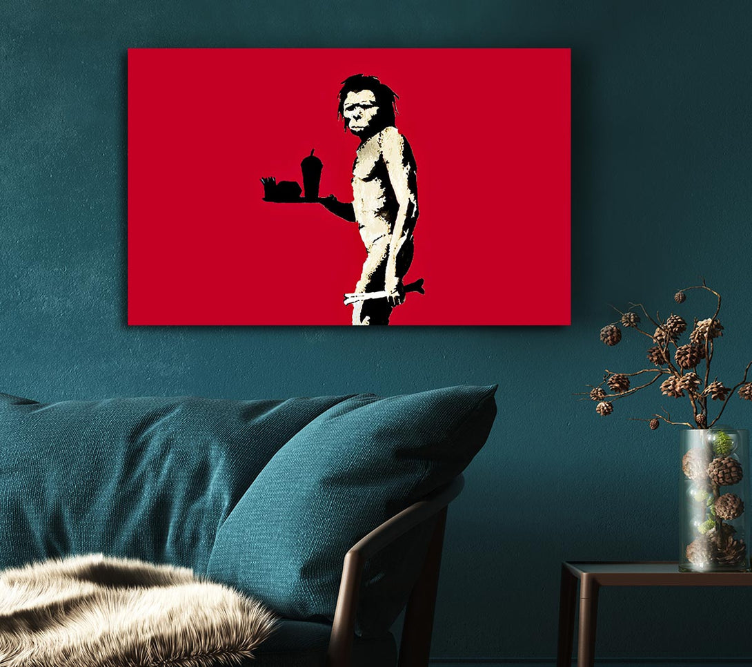 Picture of Mcdonalds Caveman Red Canvas Print Wall Art