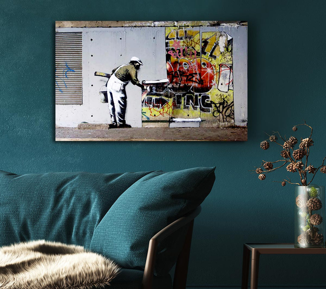 Picture of Wallpaper Over Robbo Graffiti Canvas Print Wall Art