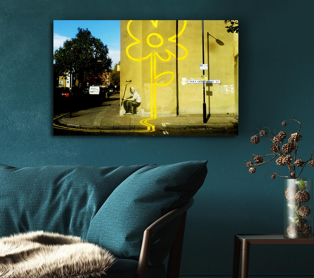 Picture of Yellow Flower Lines Canvas Print Wall Art