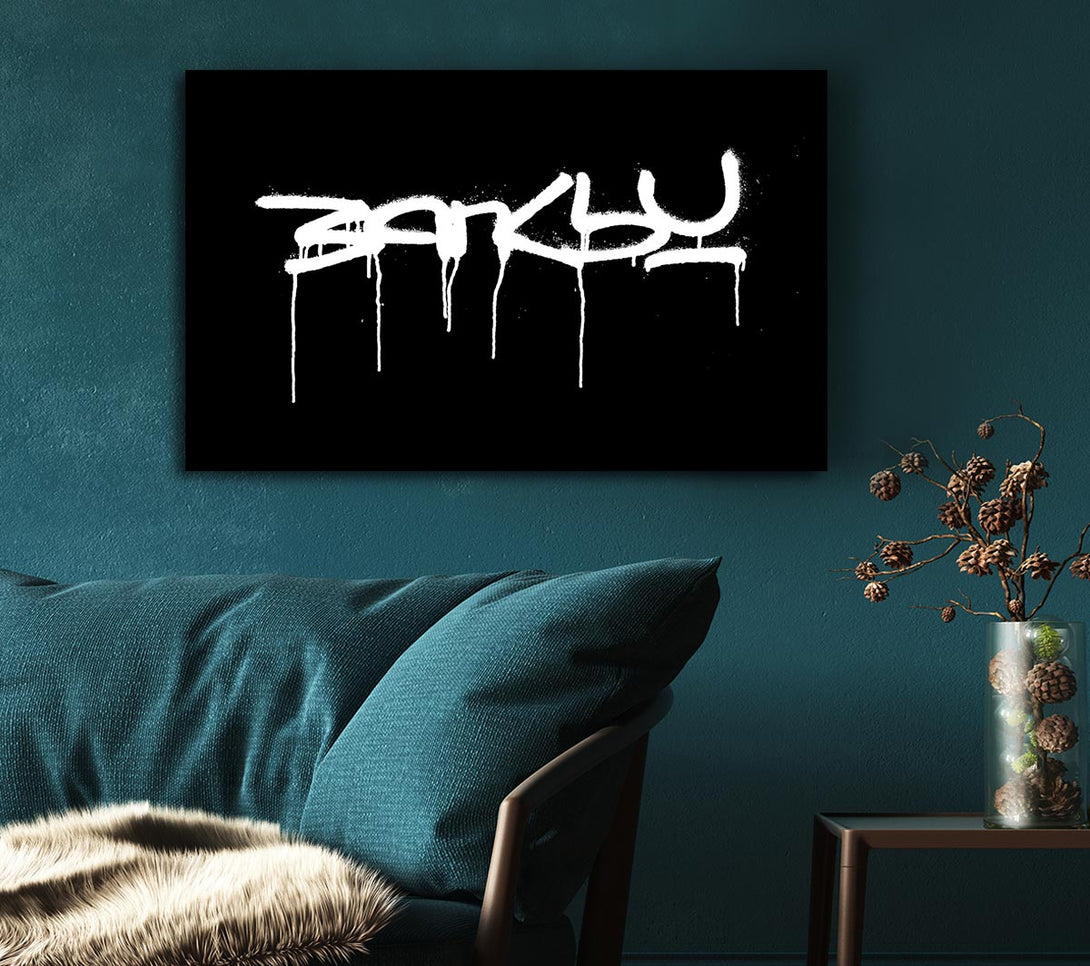 Picture of Banksy Black Canvas Print Wall Art