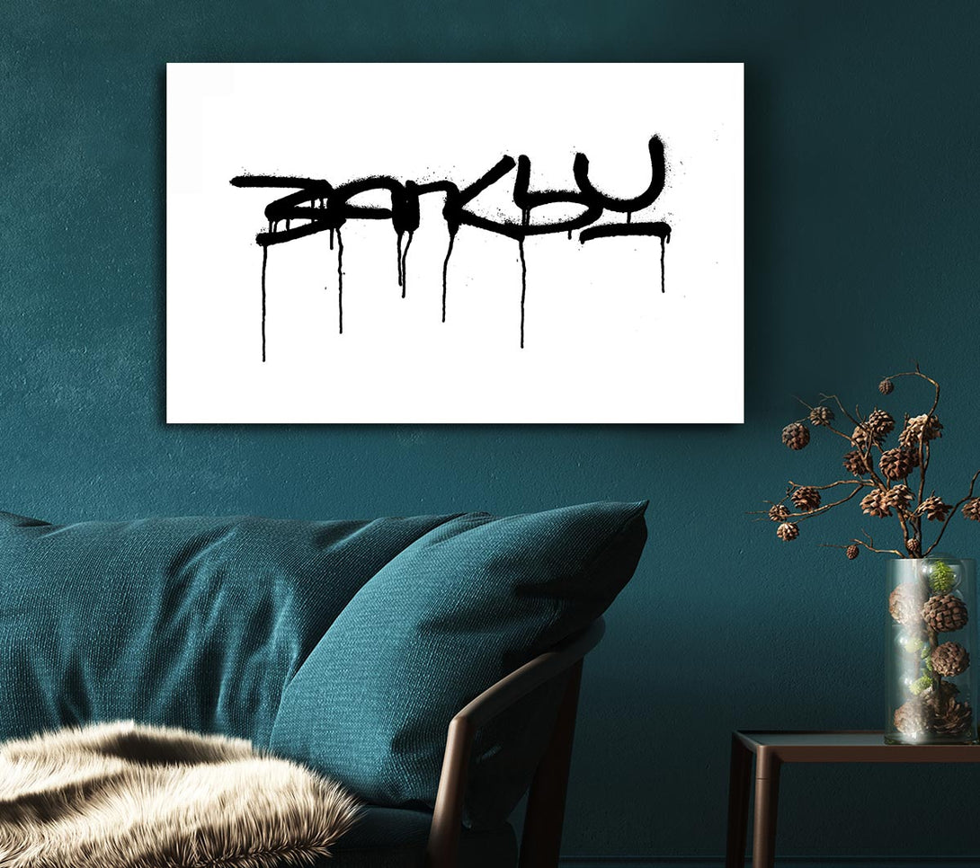 Picture of Banksy White Canvas Print Wall Art