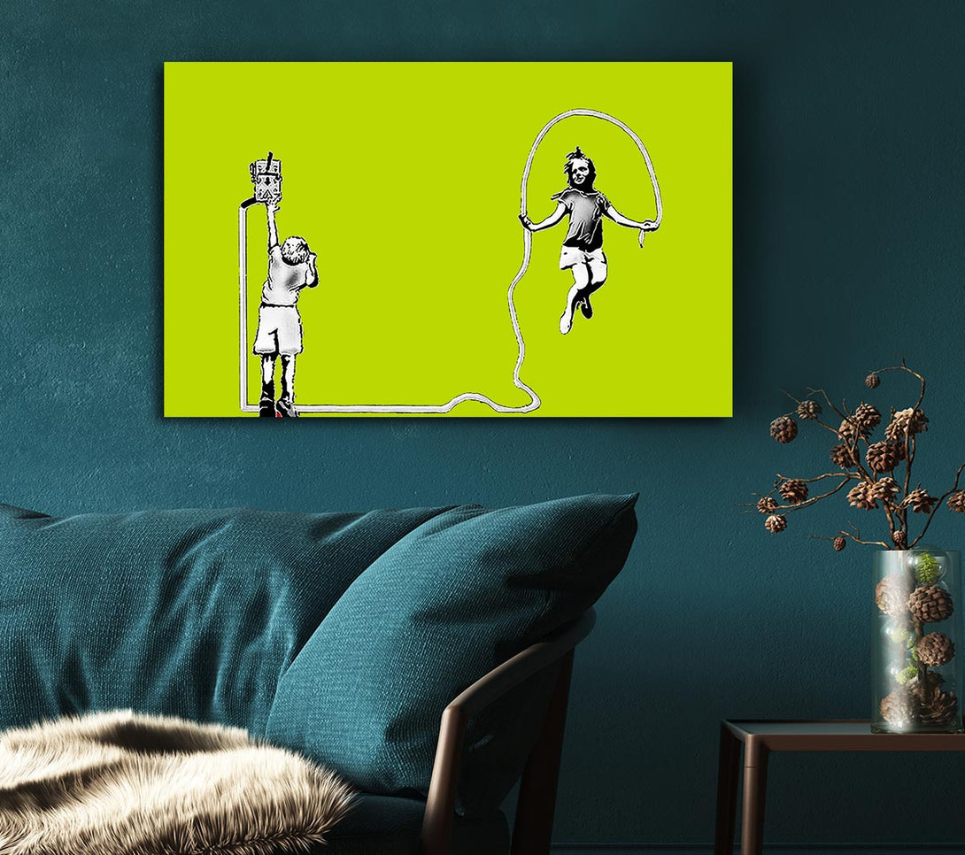 Picture of Electric Skipping Rope Lime Green Canvas Print Wall Art