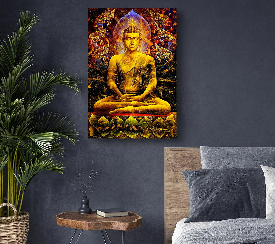 Picture of Meditating Buddha Dragons Canvas Print Wall Art