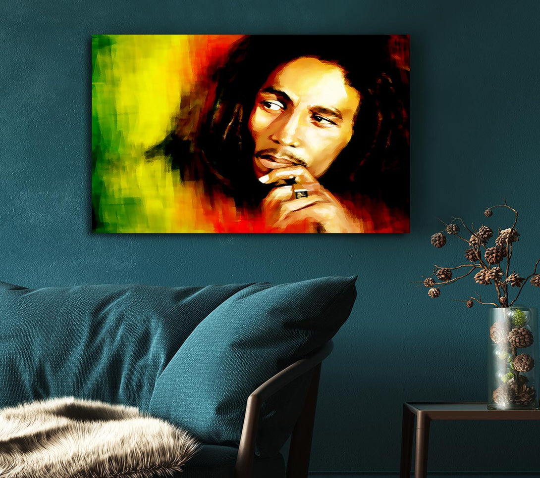 Picture of Bob Marley Red Yellow Green Canvas Print Wall Art