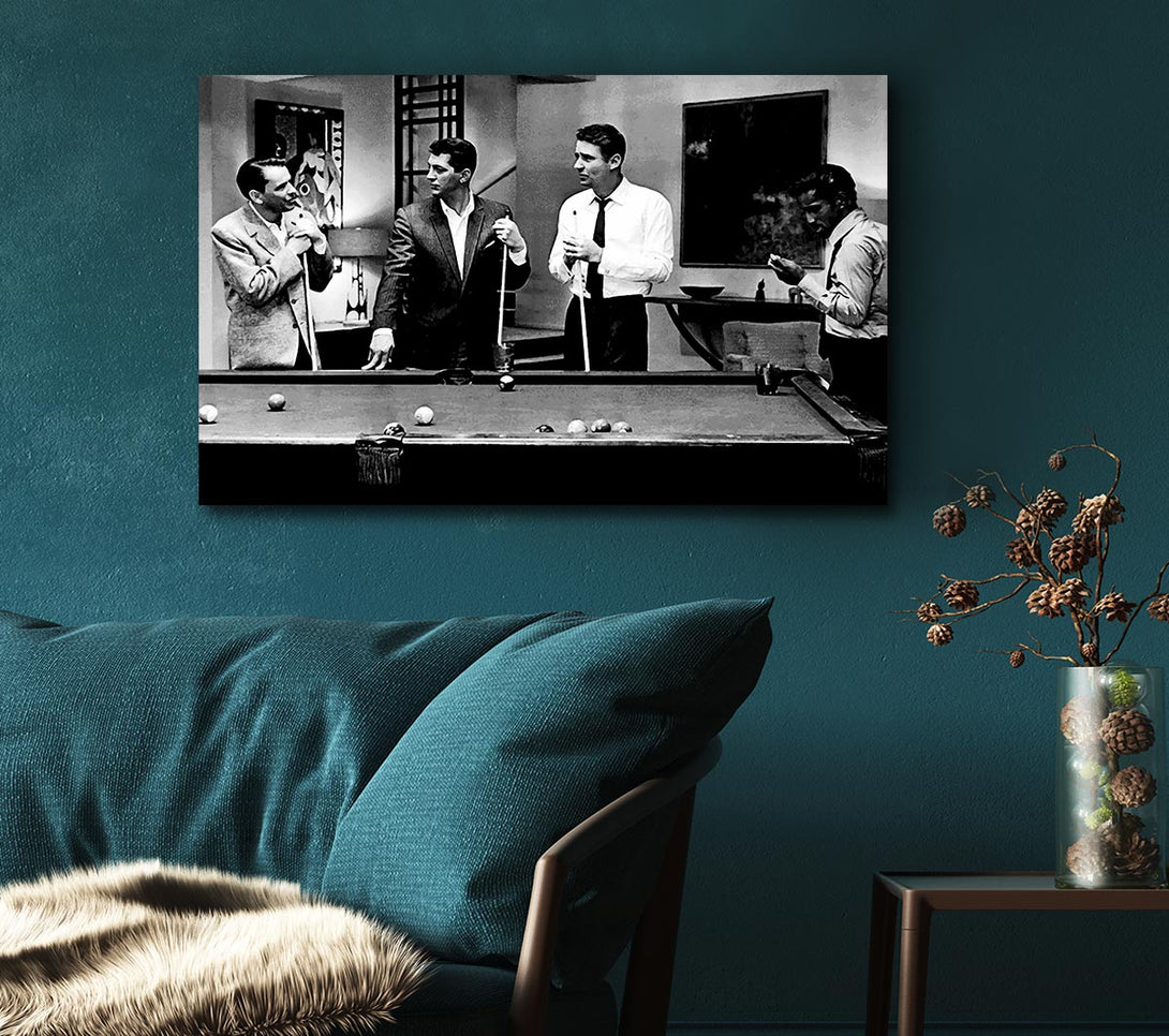 Picture of The Rat Pack 4 Playing Pool Canvas Print Wall Art