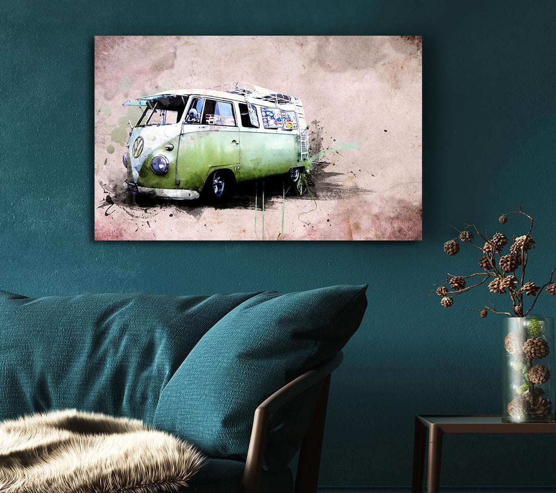 Picture of Hippies Van Canvas Print Wall Art