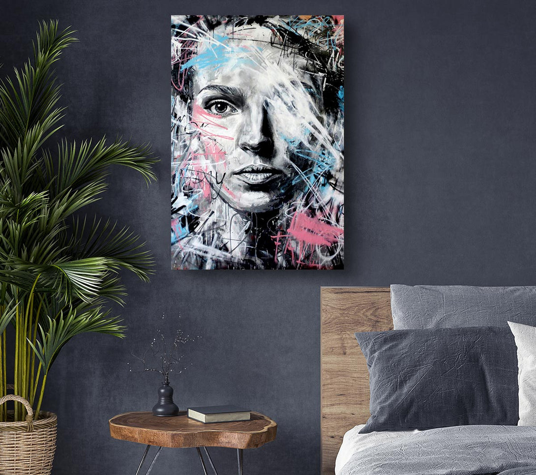 Picture of Pink And Blue Face Canvas Print Wall Art