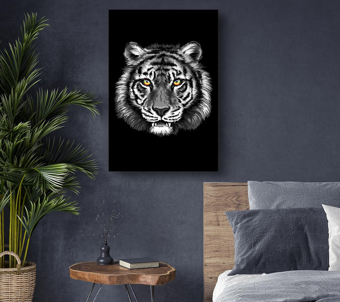 Picture of Orange Eyed Tiger Face Canvas Print Wall Art