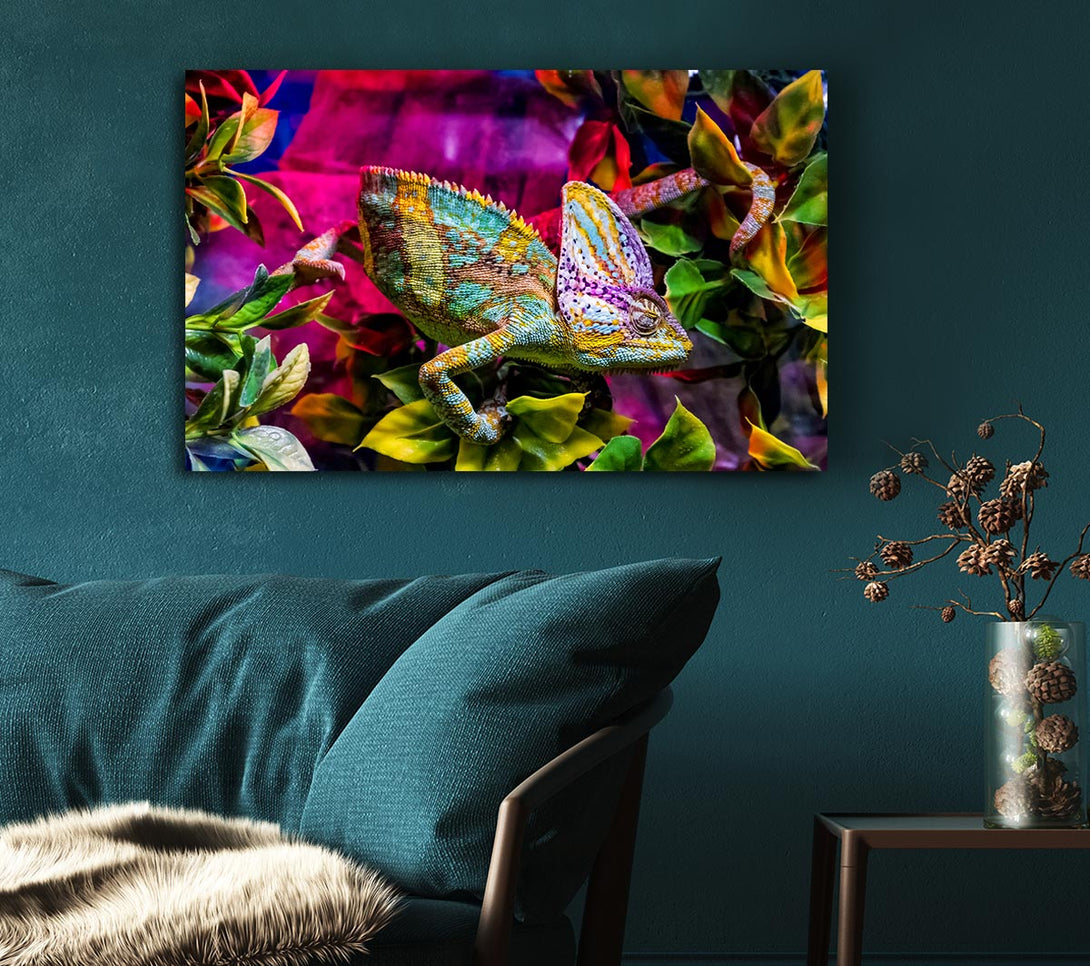 Picture of Chameleon In The Pink Canvas Print Wall Art