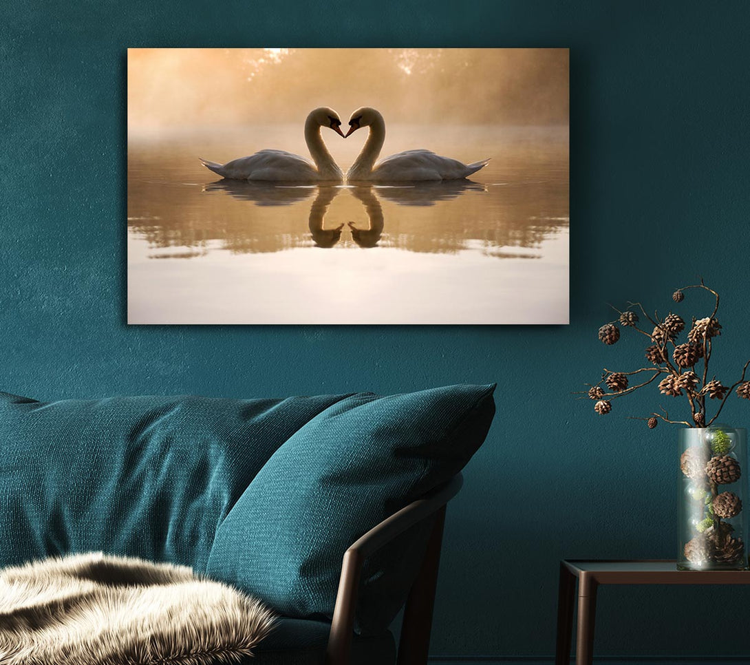 Picture of Swan Lake Love Canvas Print Wall Art