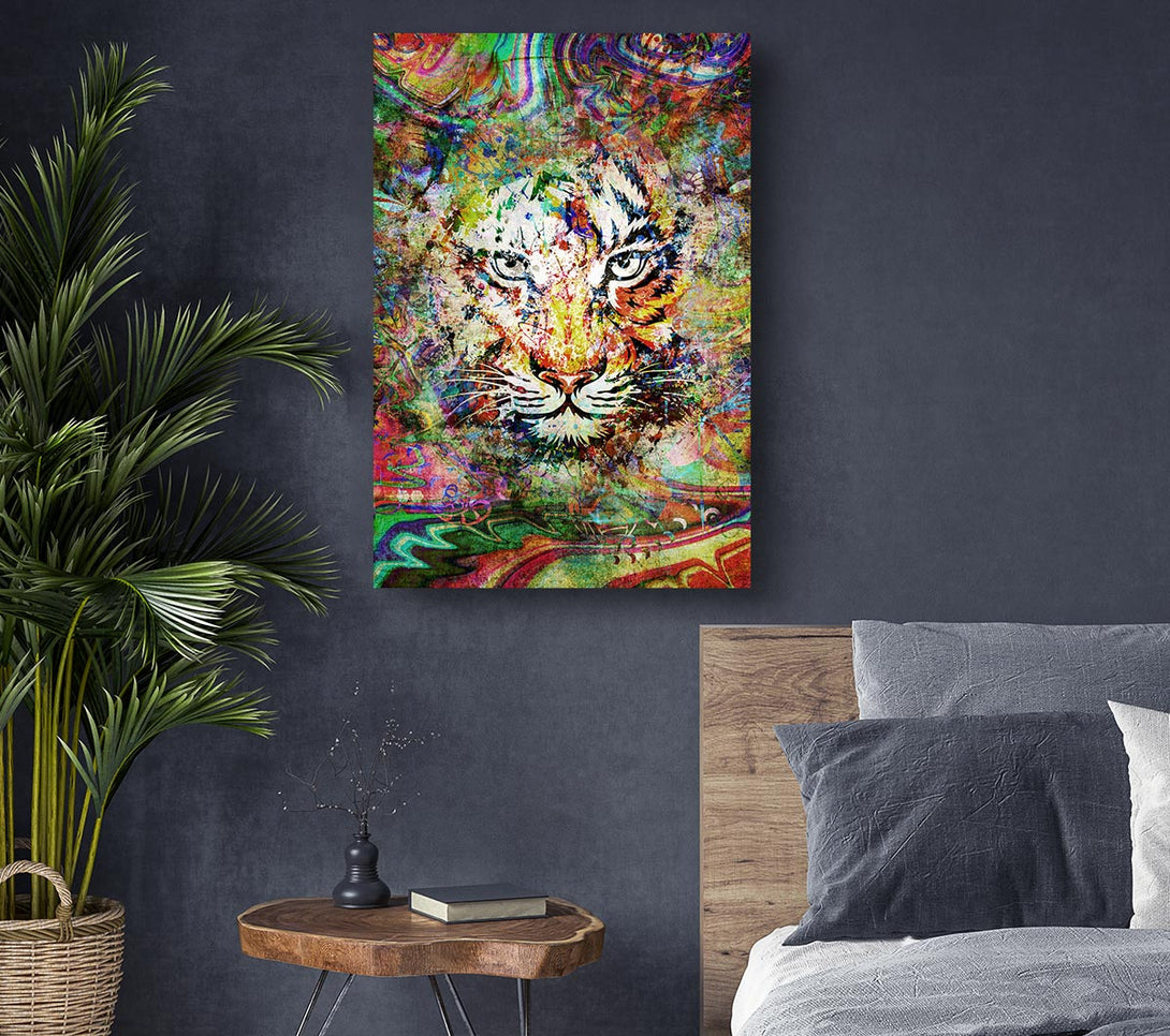 Picture of Rainbow Splash Tiger Canvas Print Wall Art