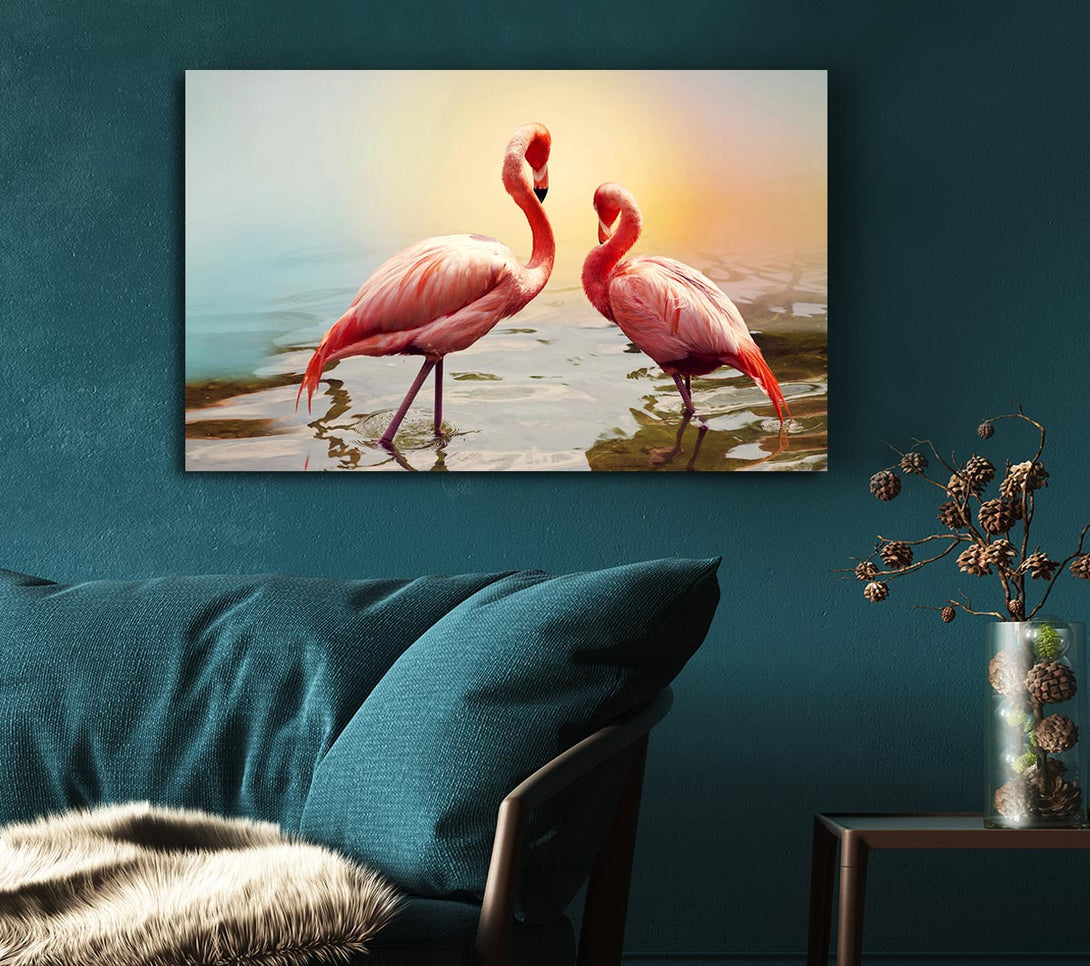 Picture of Flamingo Sunset Canvas Print Wall Art