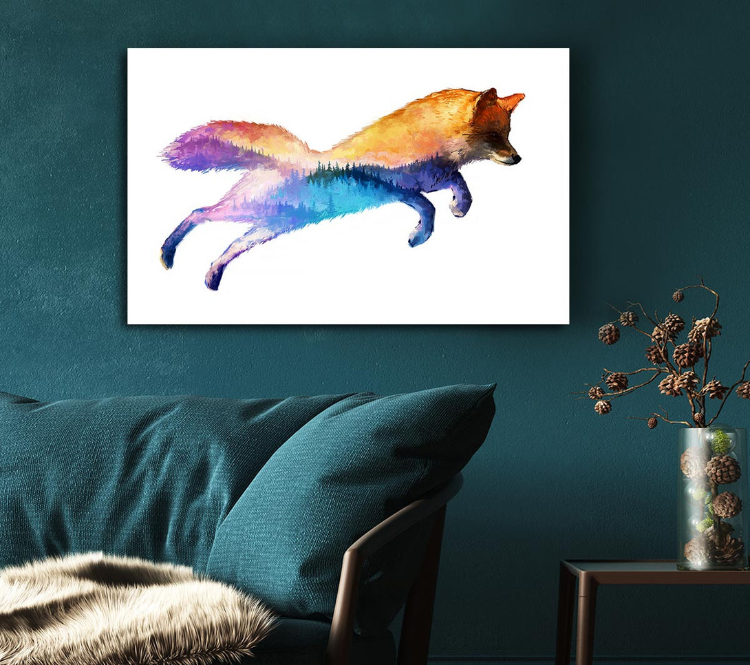 Picture of Fox Pounce Canvas Print Wall Art