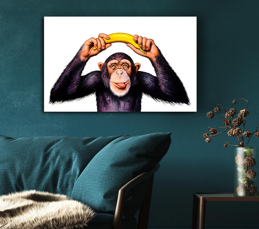 Picture of Cheeky Banana Monkey Canvas Print Wall Art