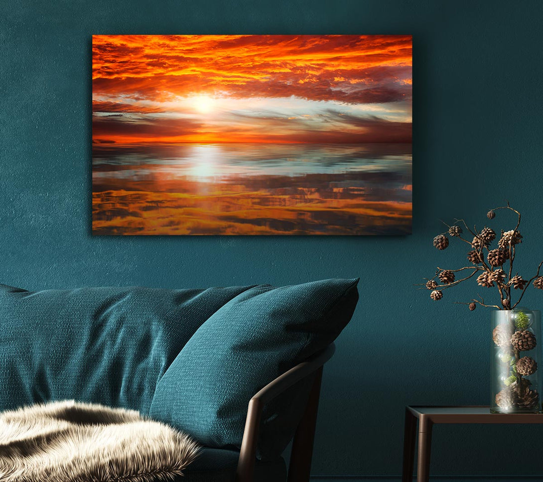 Picture of Reflections Of A Sunset Sky Canvas Print Wall Art