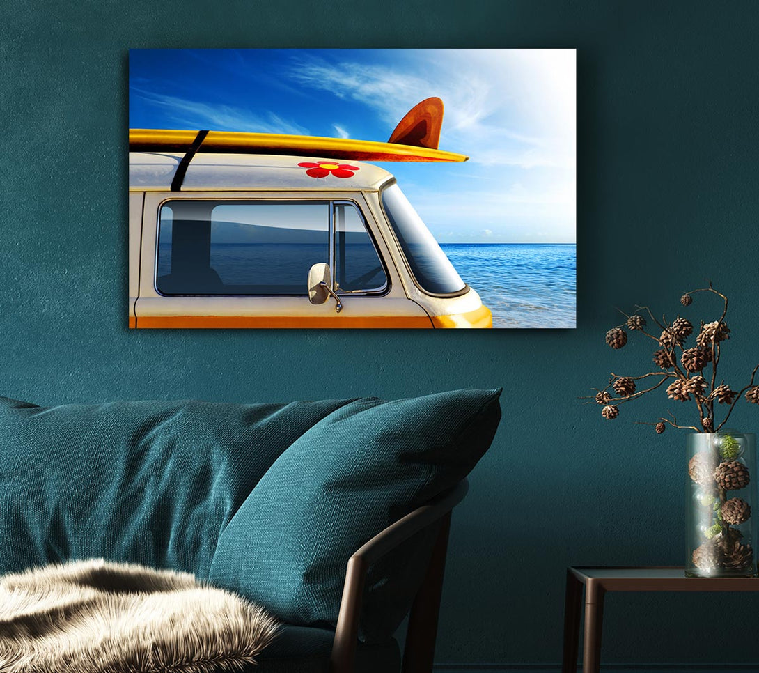 Picture of Camper Van Ready For The Waves Canvas Print Wall Art