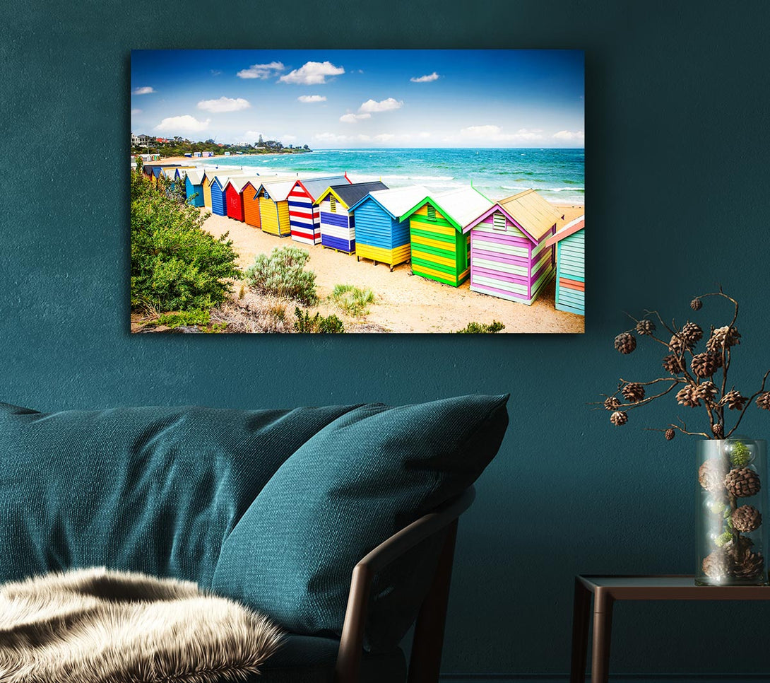 Picture of Beach Hut Delight Canvas Print Wall Art