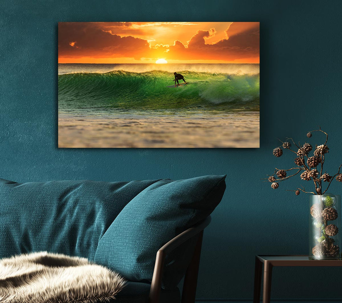 Picture of Surfer Sunset Canvas Print Wall Art