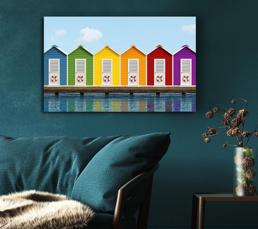 Picture of Beach Hut Ocean Canvas Print Wall Art