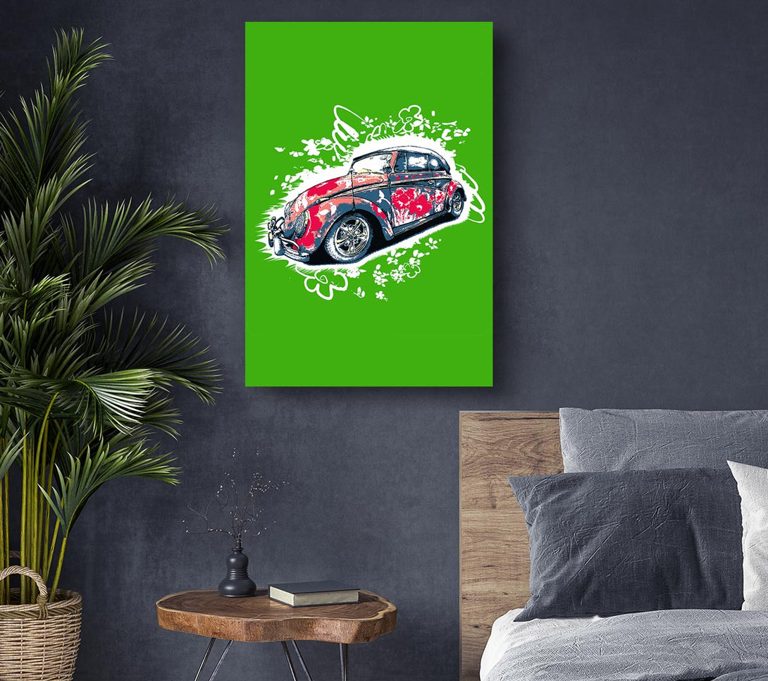 Picture of Flower Power VW Beetle Canvas Print Wall Art