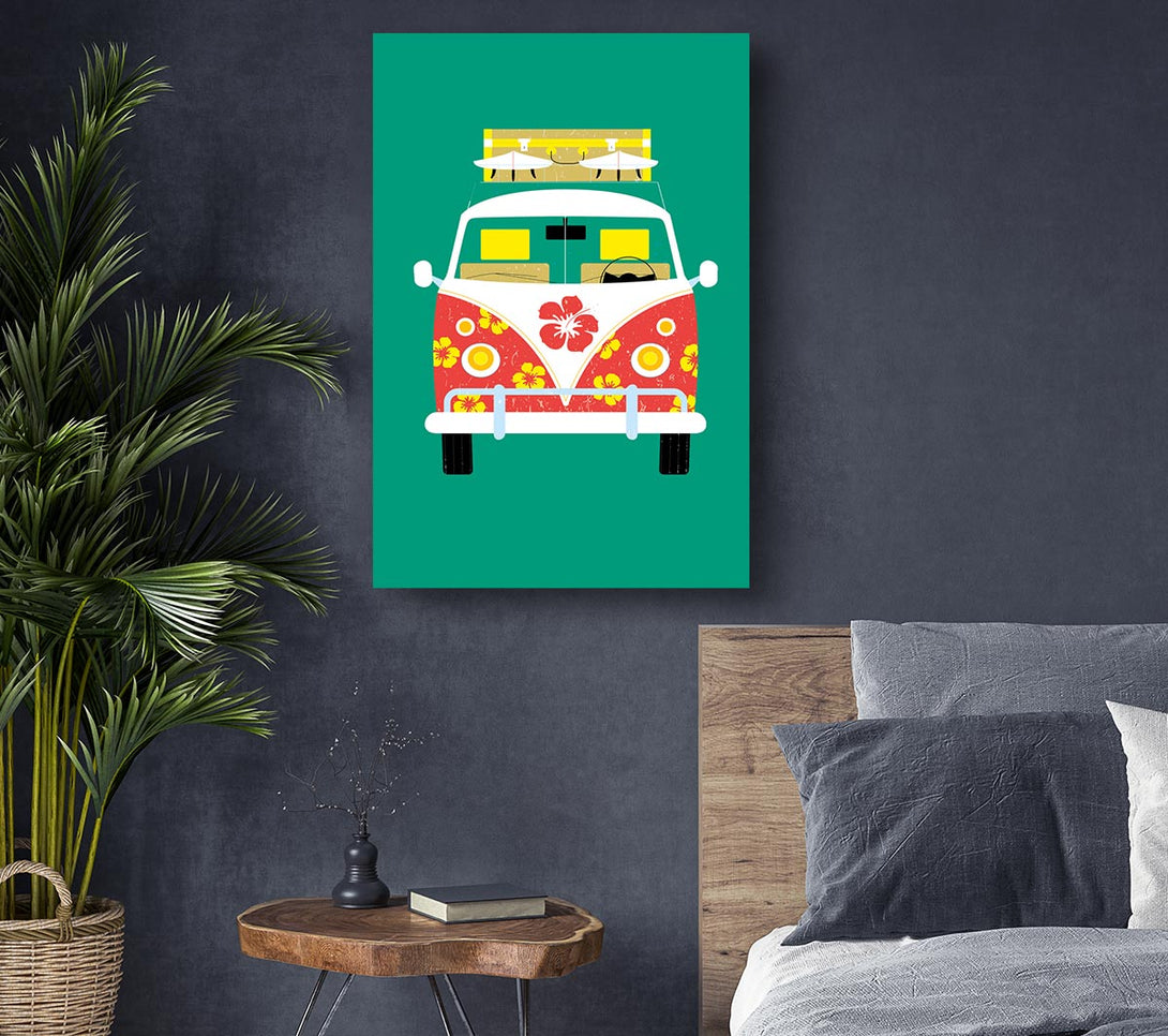 Picture of VW Camper Van Hippy Canvas Print Wall Art