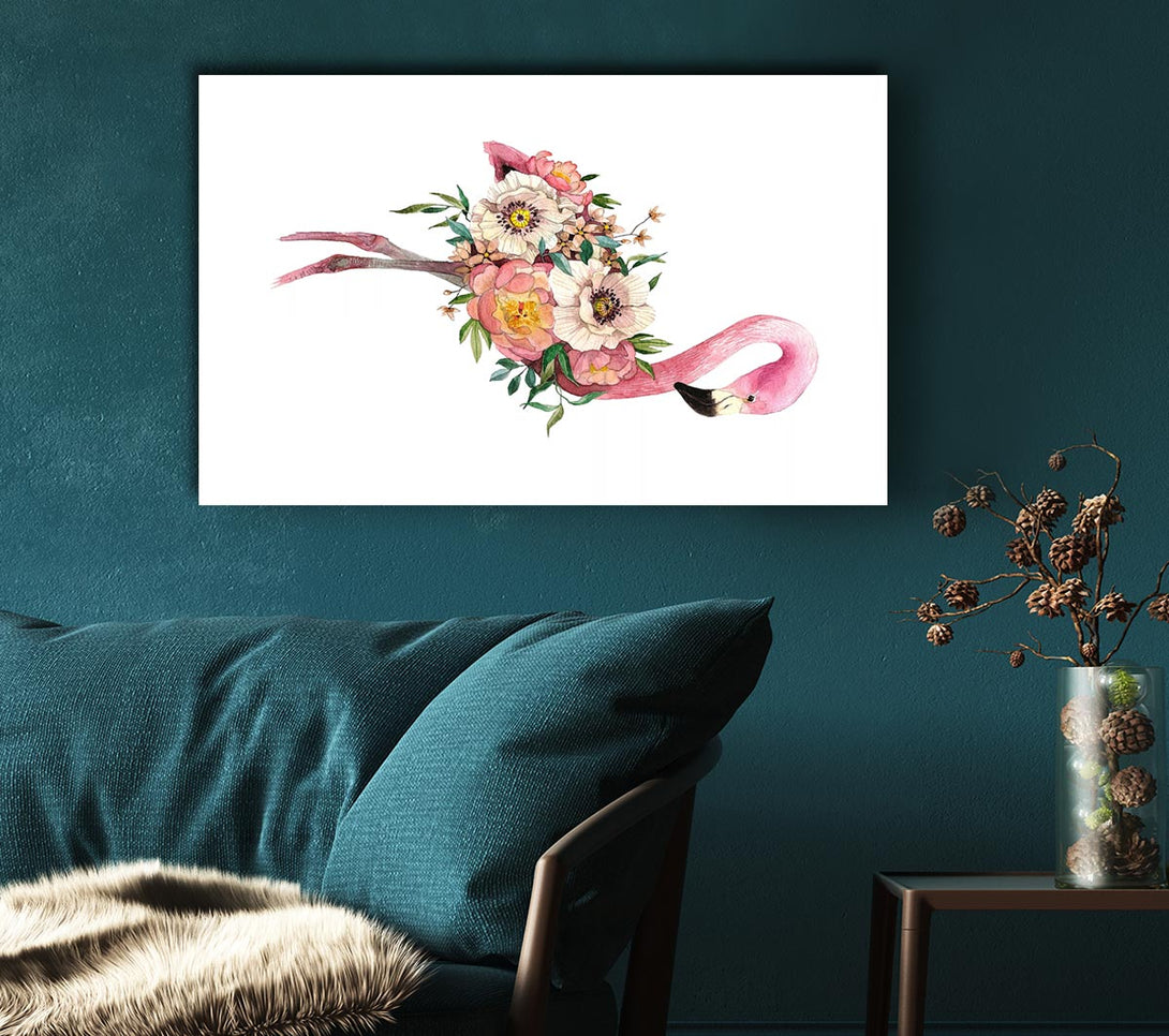 Picture of Flamingo Flower Body Canvas Print Wall Art