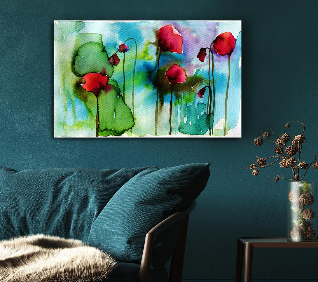 Picture of Watercolour Poppies Canvas Print Wall Art