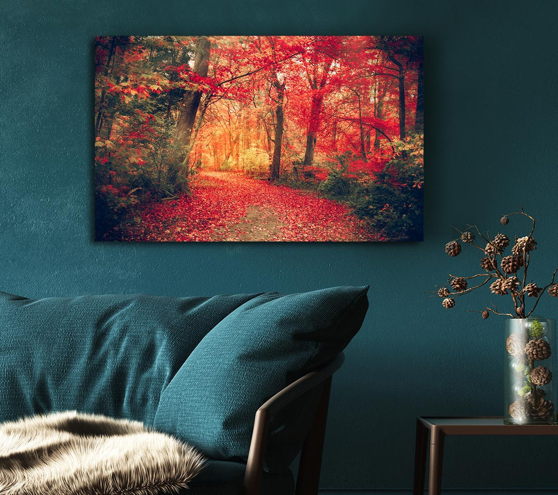 Picture of Red Tree Walk Canvas Print Wall Art