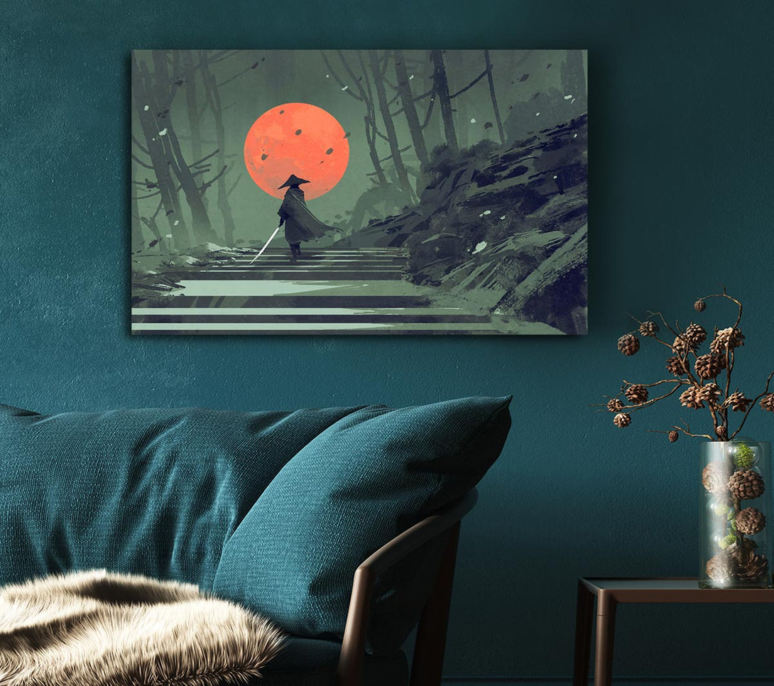 Picture of Samurai Warrior Sun Canvas Print Wall Art