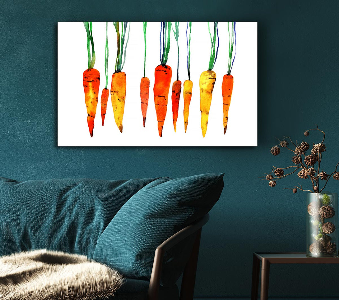 Picture of Dangling Carrots Canvas Print Wall Art