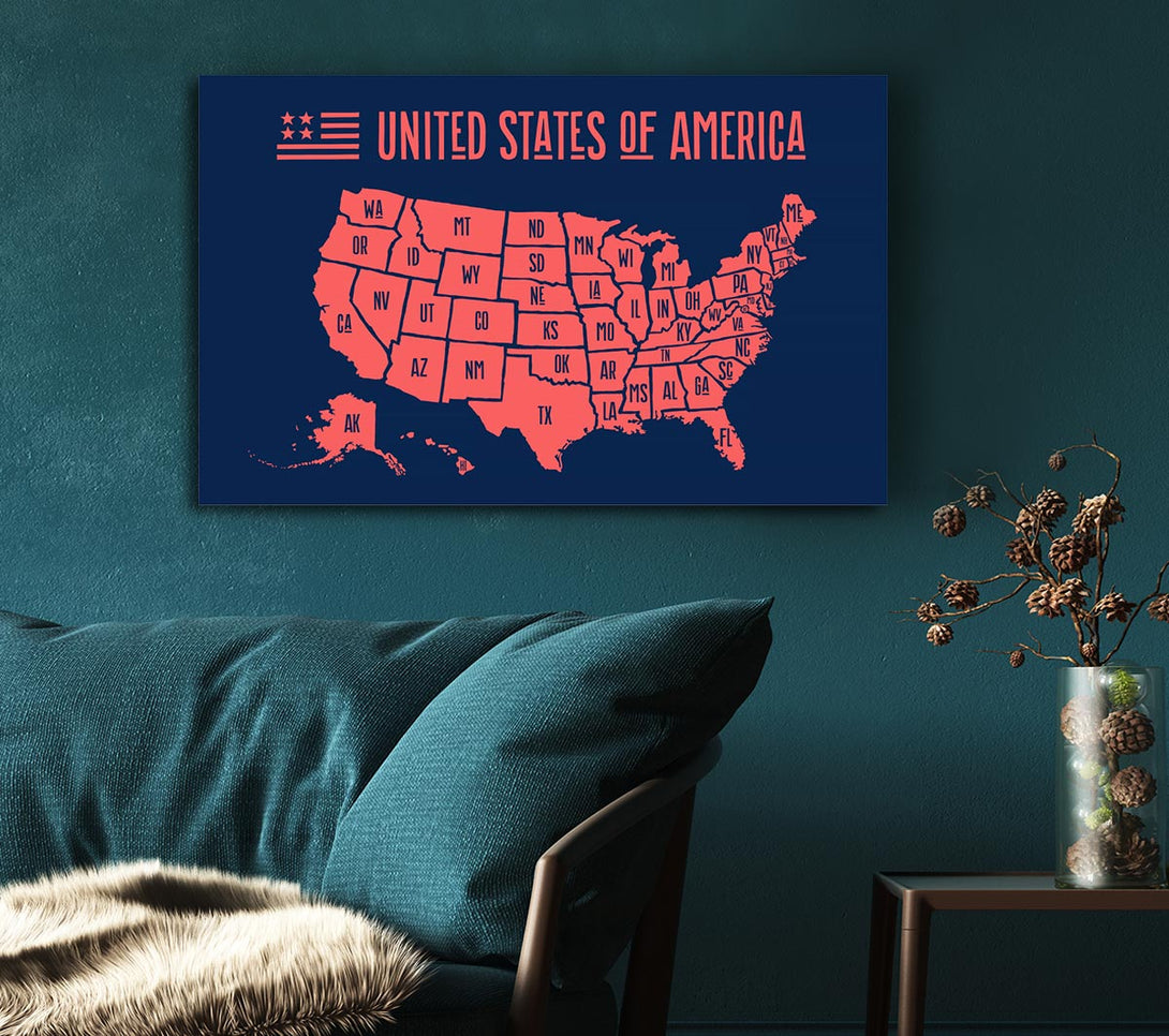 Picture of States Of America 1 Canvas Print Wall Art